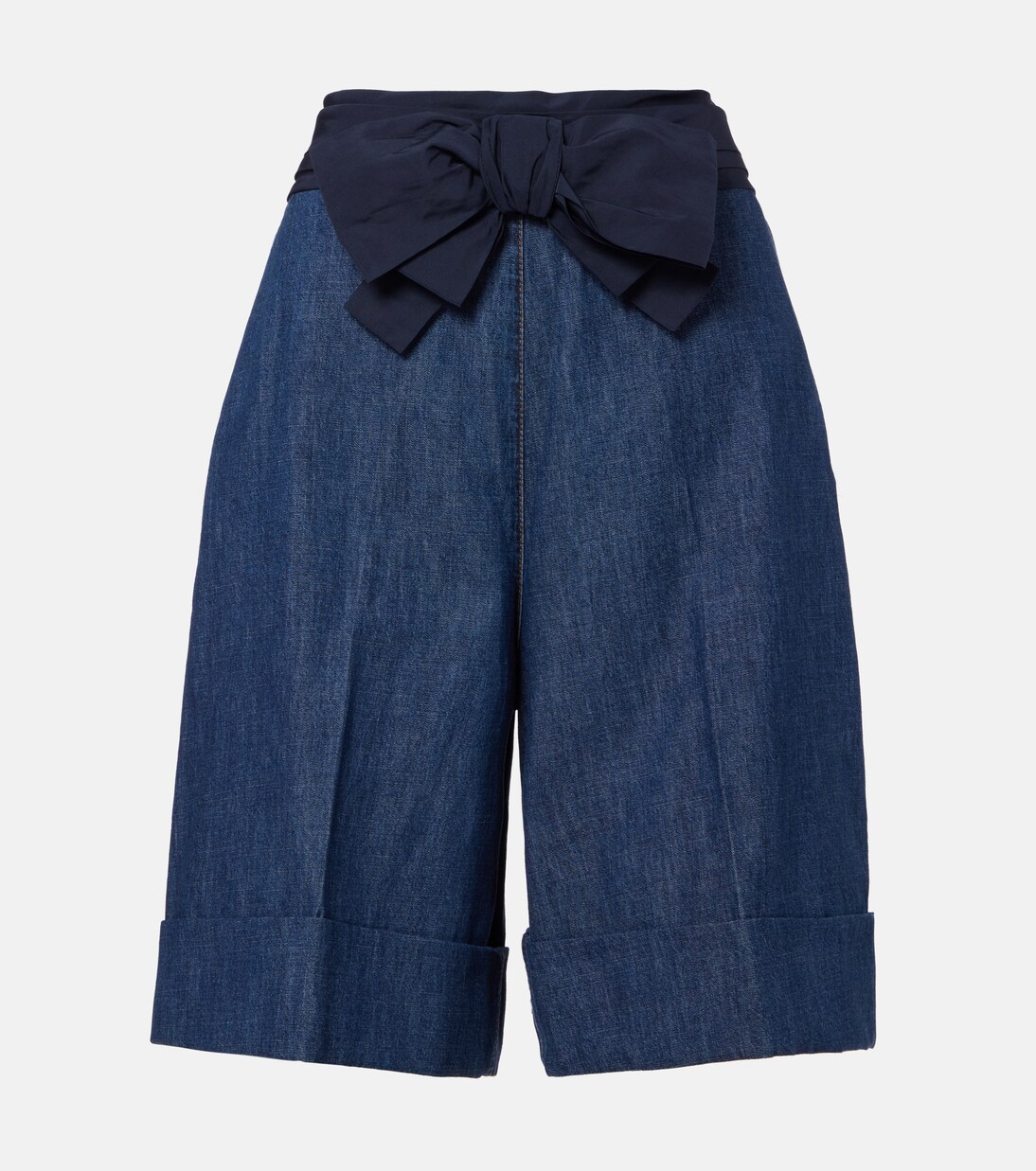 Bow-detail chambray Bermuda shorts | Valentino