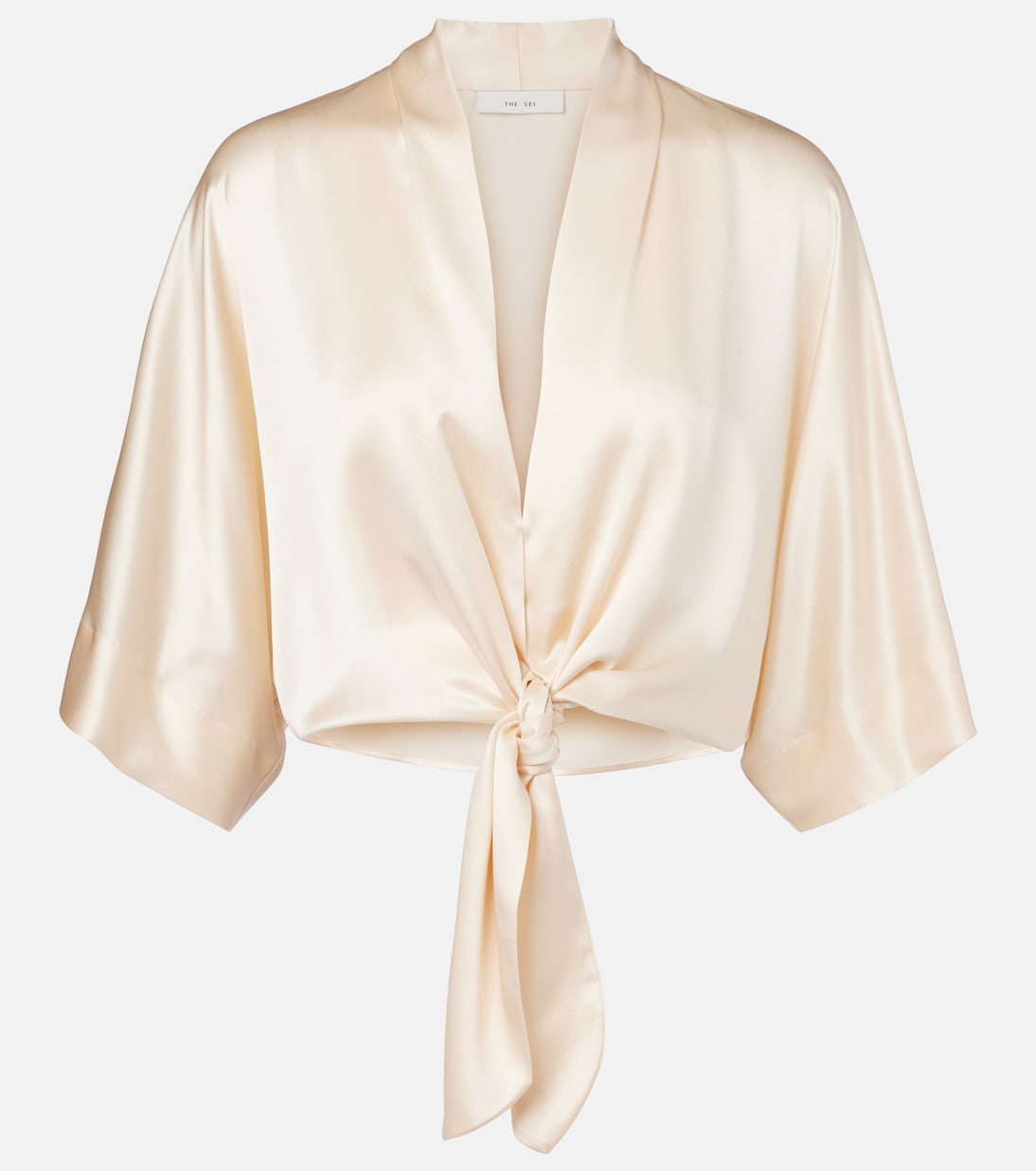 Cropped silk satin wrap blouse | The Sei