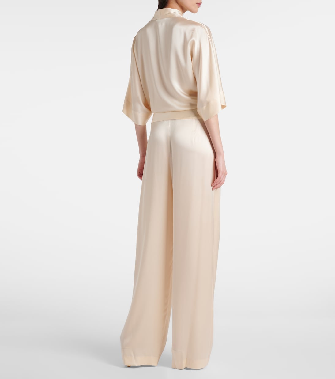 Cropped silk satin wrap blouse | The Sei