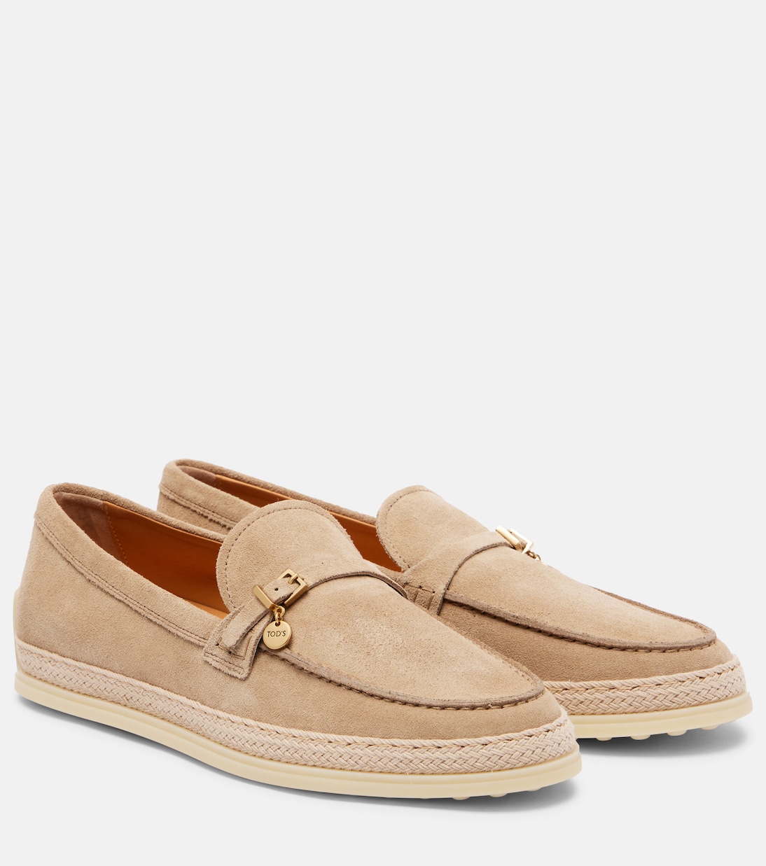Raffia-trimmed suede loafers | Tod's