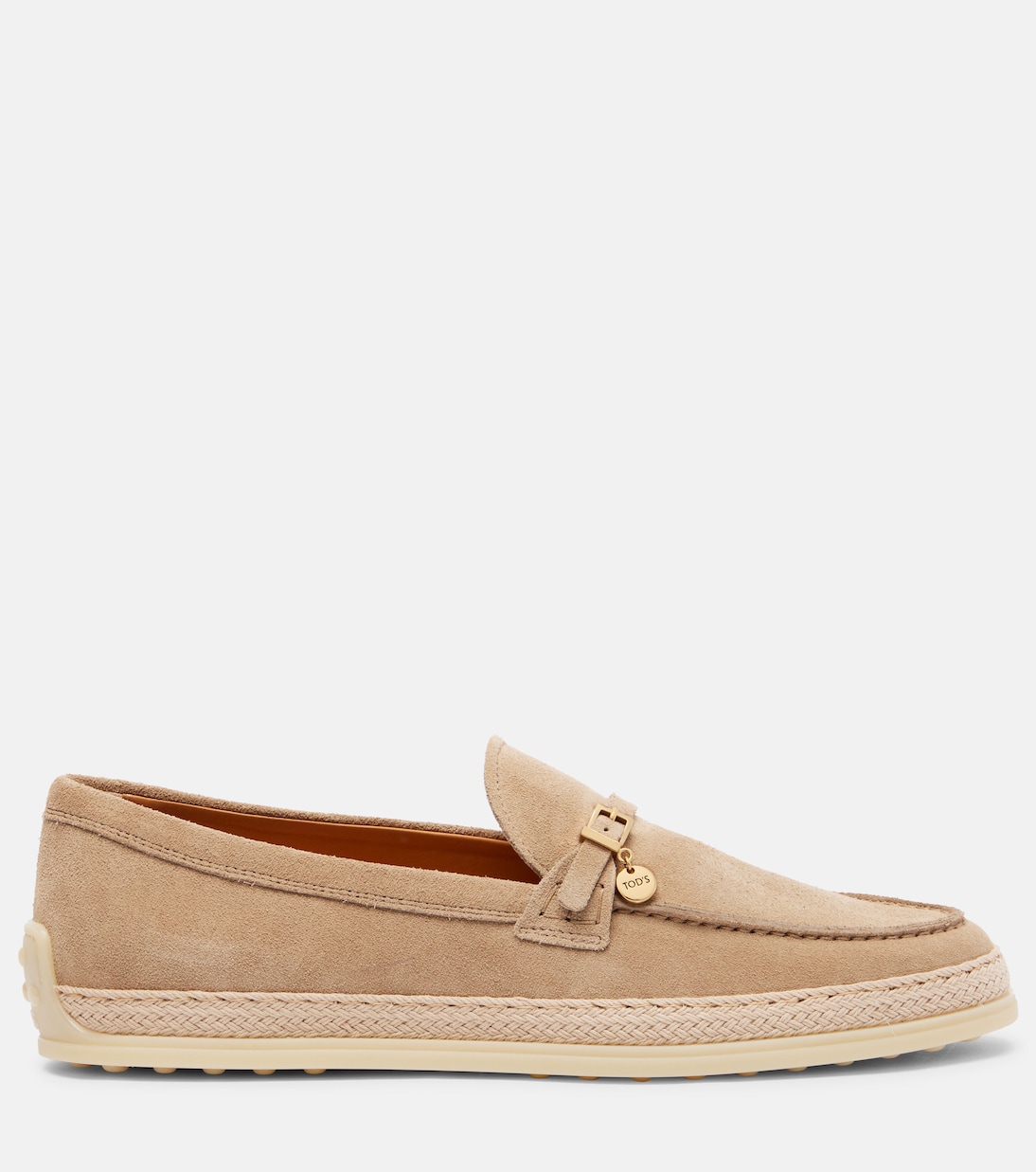 Raffia-trimmed suede loafers | Tod's