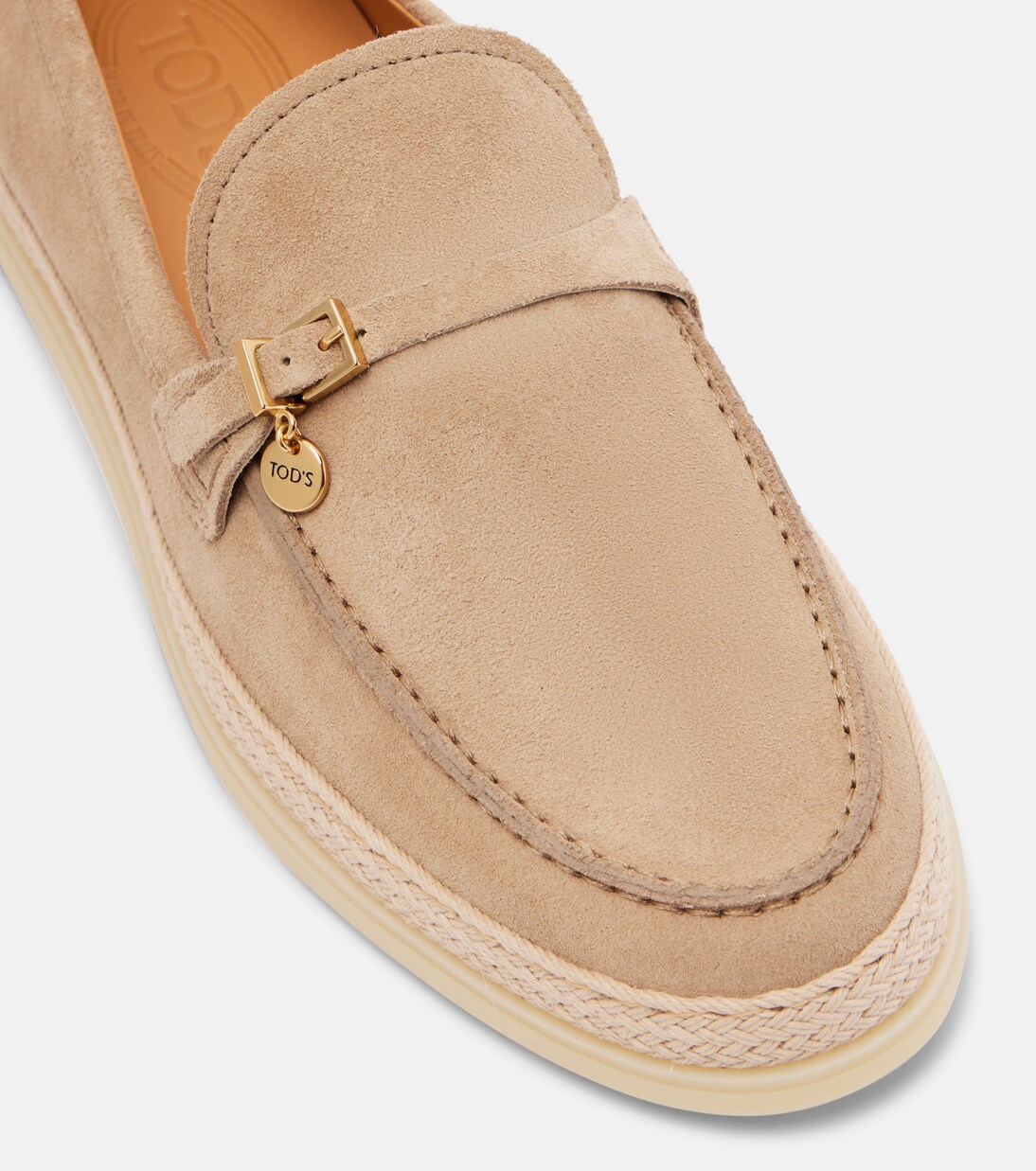 Raffia-trimmed suede loafers | Tod's