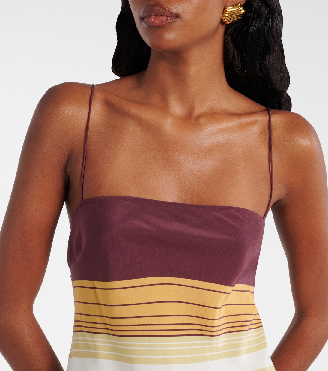 Abito lungo Fontana in crêpe di seta a righe | SIR