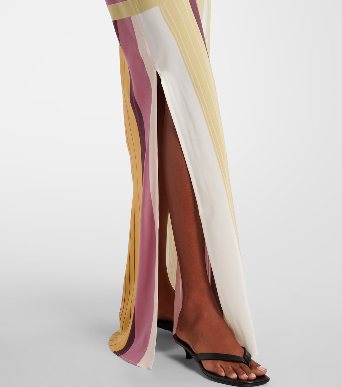 Abito lungo Fontana in crêpe di seta a righe | SIR