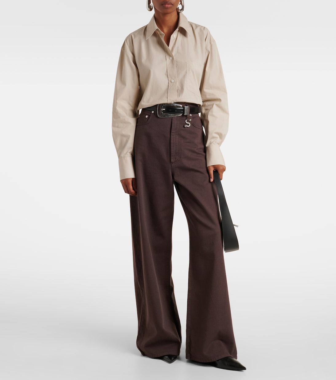 Jeans siamese a gamba larga in denim a vita media | Sportmax