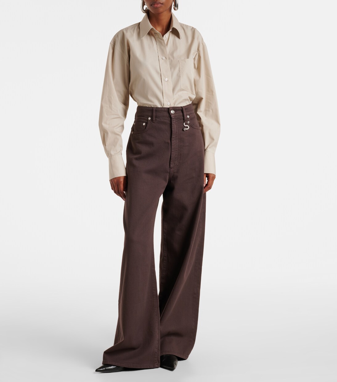 Jeans siamese a gamba larga in denim a vita media | Sportmax