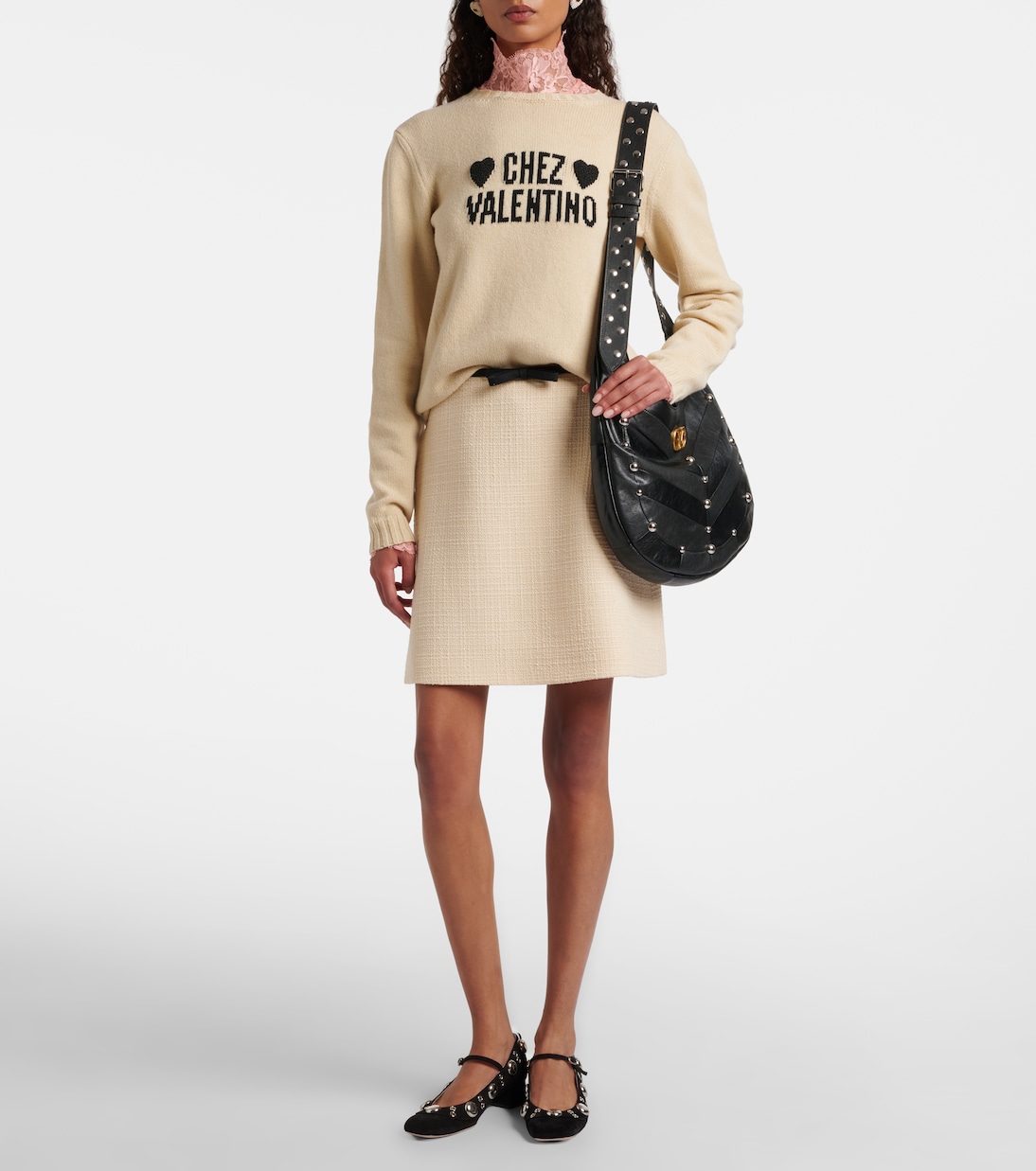 Verzierte Schultertasche Hoboho Large aus Leder | Valentino Garavani