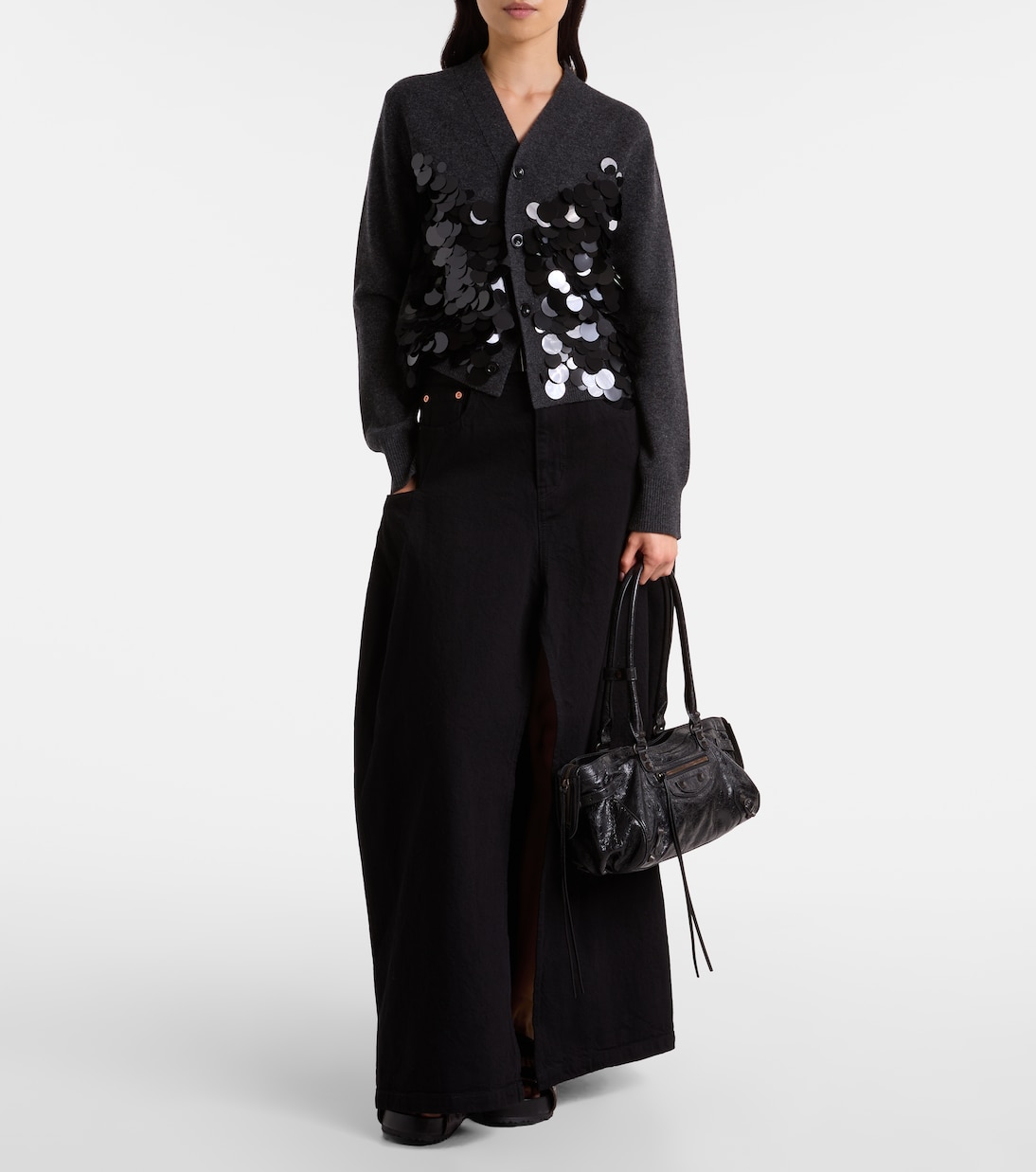 Falda larga de denim | Sacai