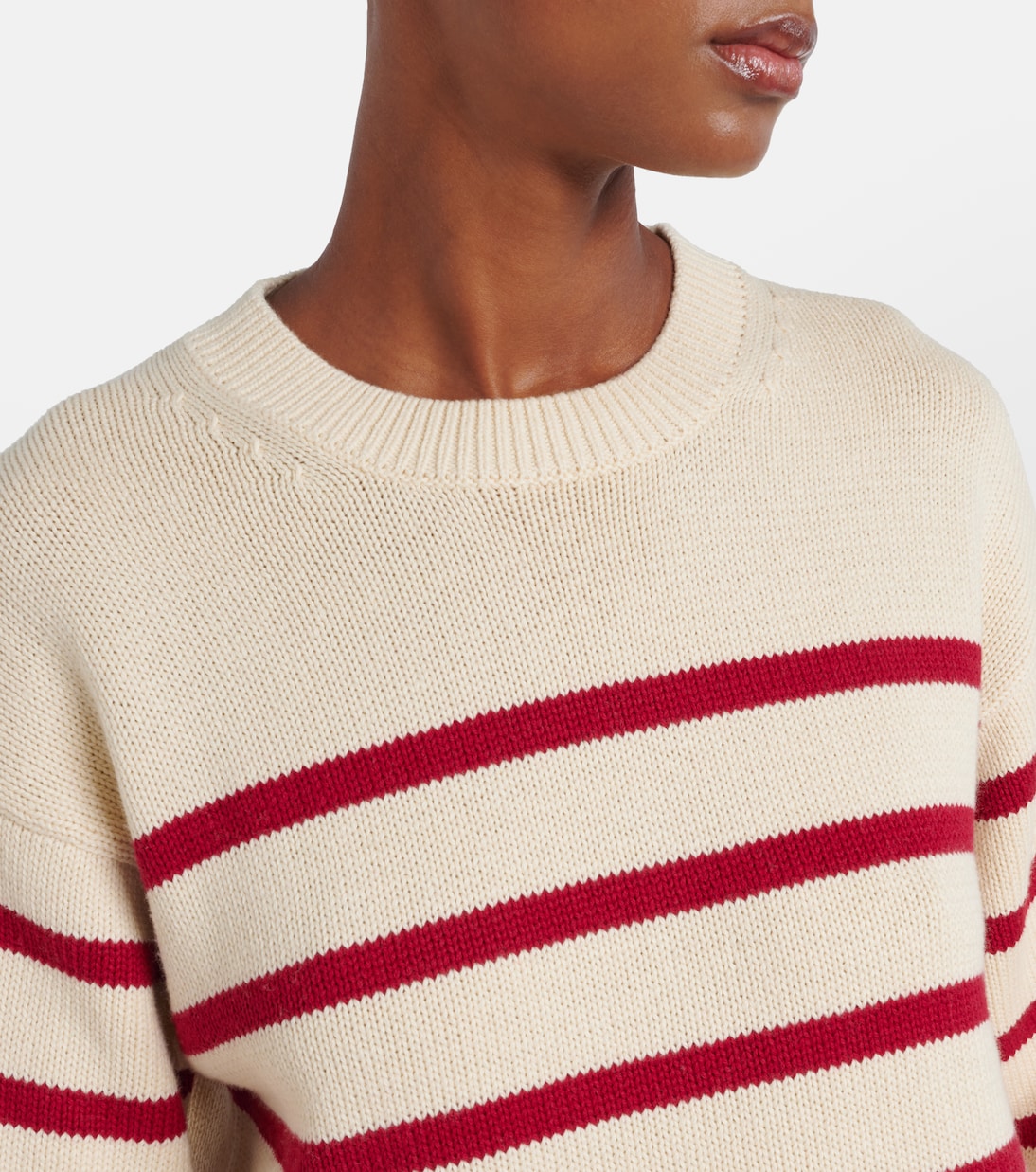 Pull Lucia rayé en coton et cachemire | Velvet