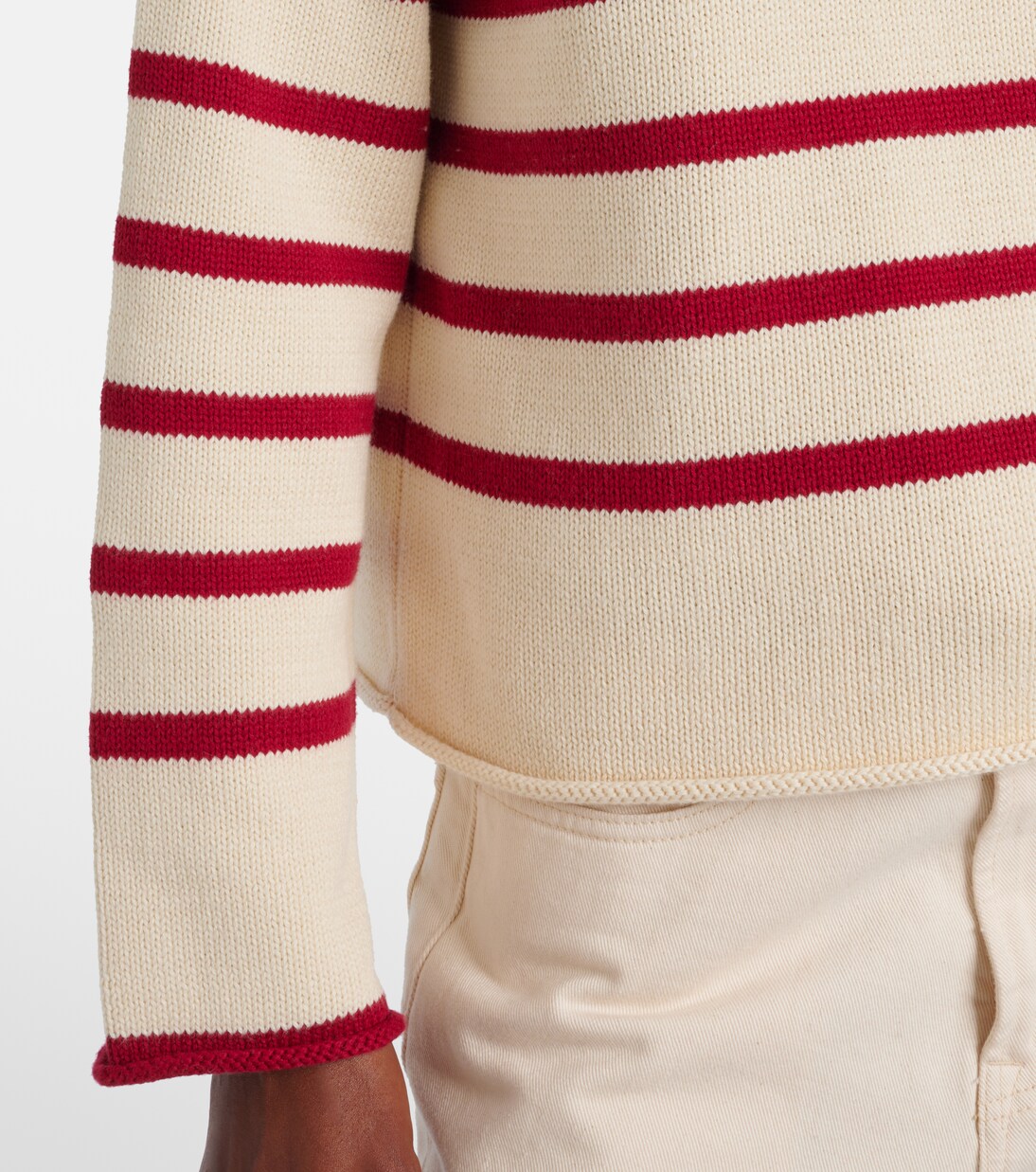 Pull Lucia rayé en coton et cachemire | Velvet