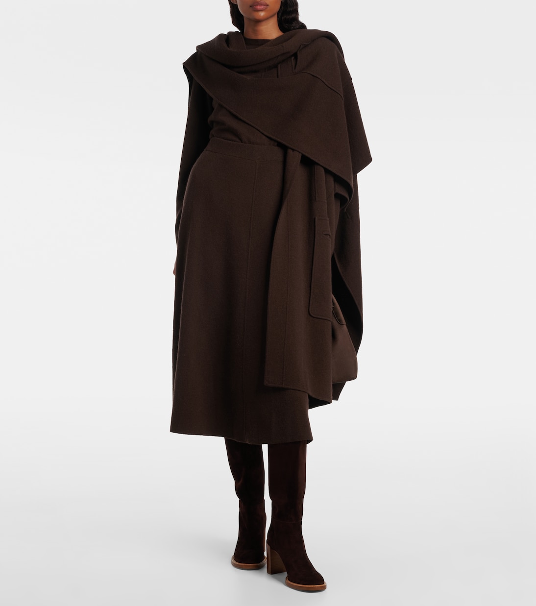 Jupe midi en laine et cachemire | Jardin des Orangers