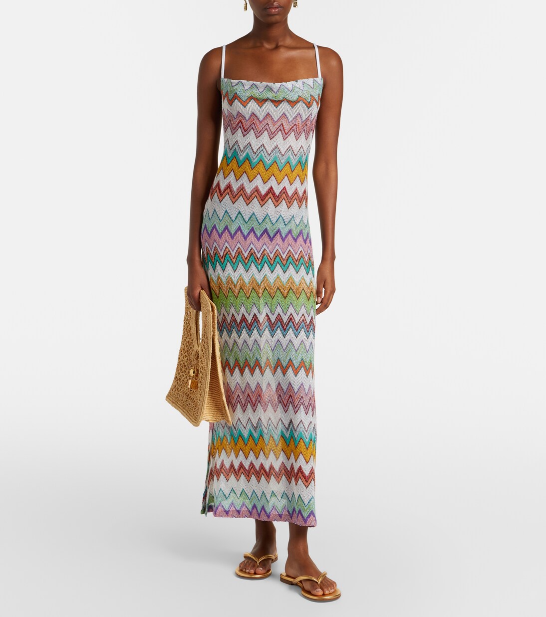 Zigzag lamé maxi dress | Missoni