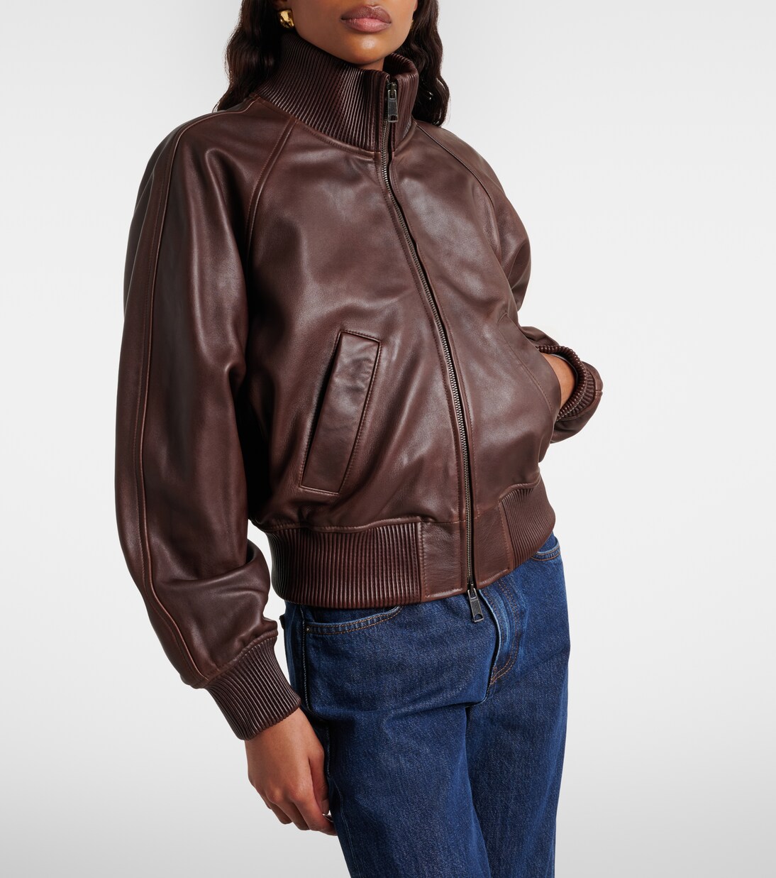 Cropped leather blouson jacket | Polo Ralph Lauren
