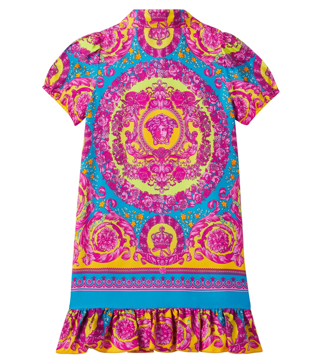 Electric Barocco silk twill shirt dress | Versace Kids