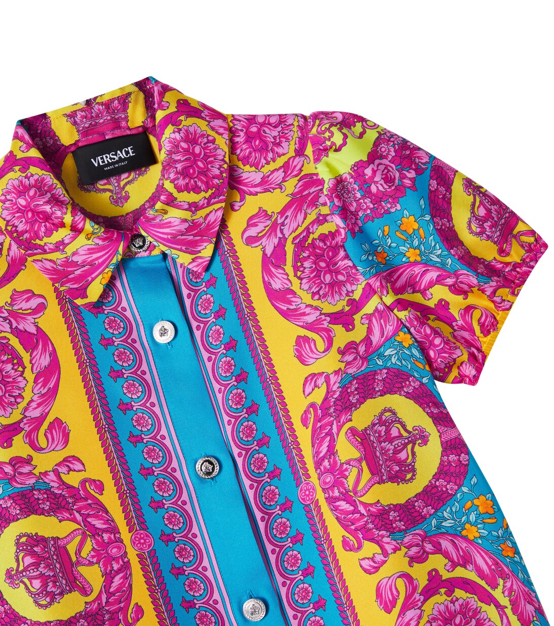Electric Barocco silk twill shirt dress | Versace Kids