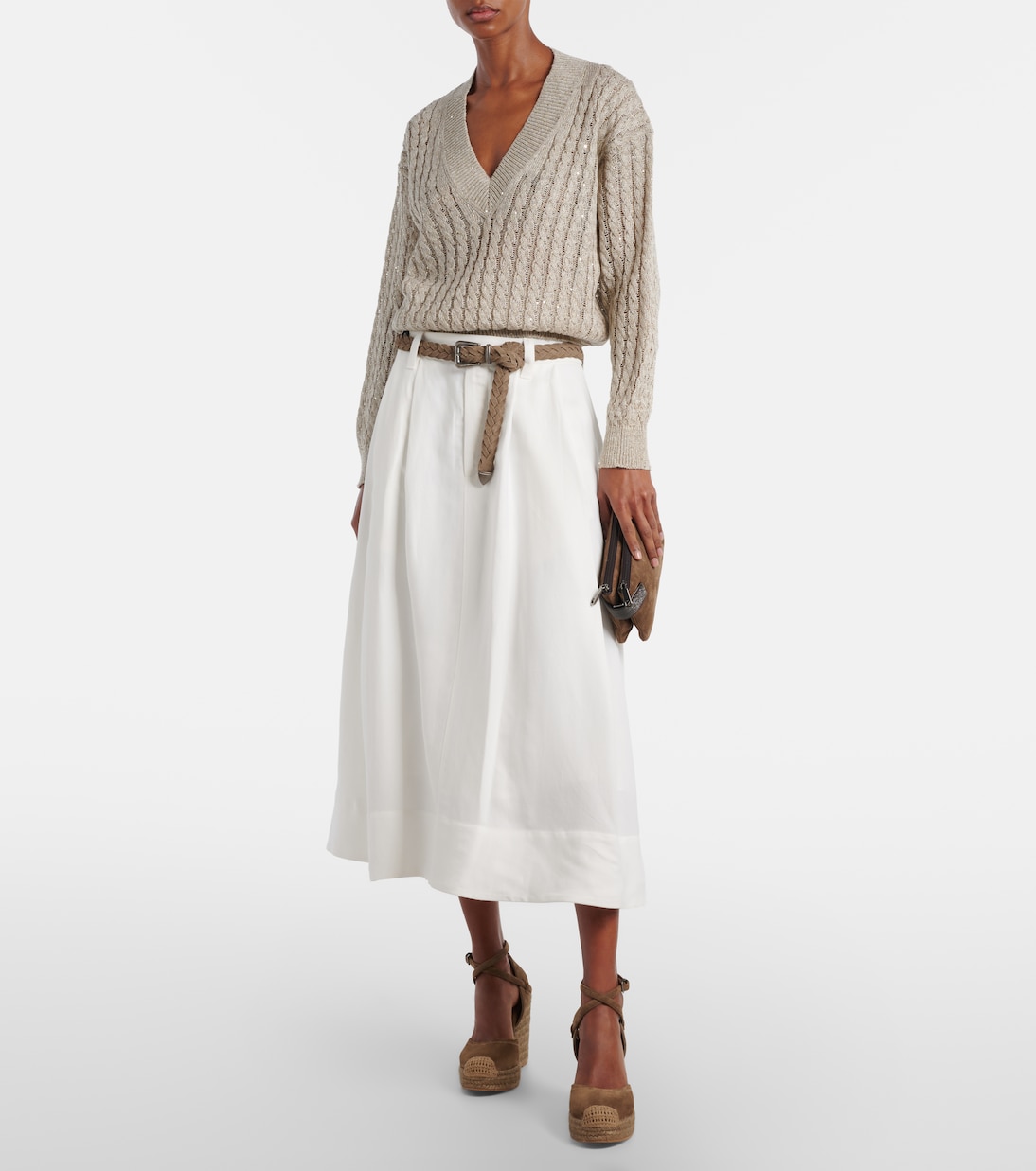 Espadrillas 80 in suede con zeppa  | Brunello Cucinelli