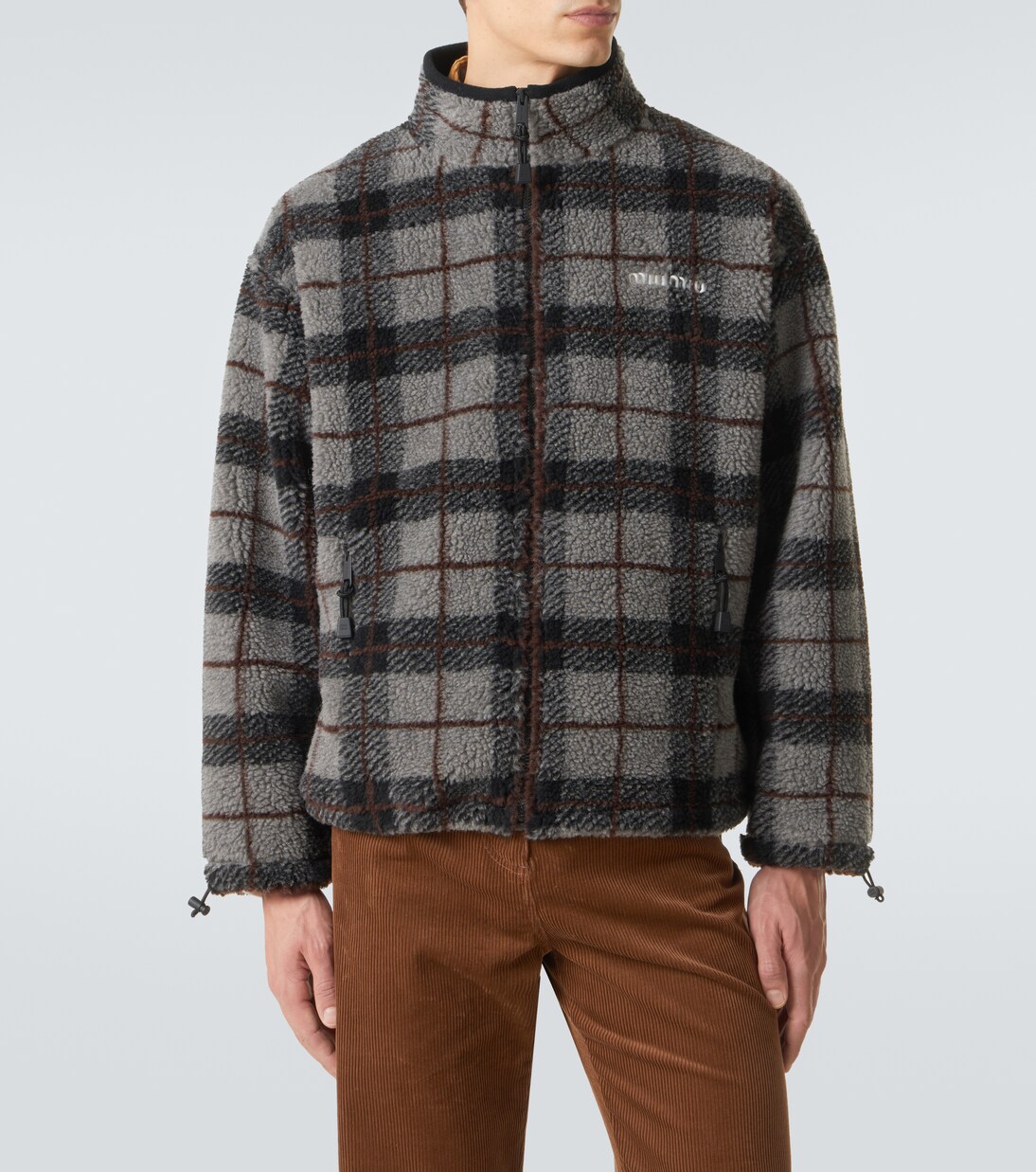 Checked teddy jacket | Miu Miu