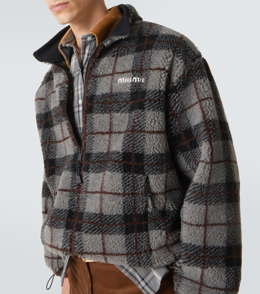 Checked teddy jacket | Miu Miu