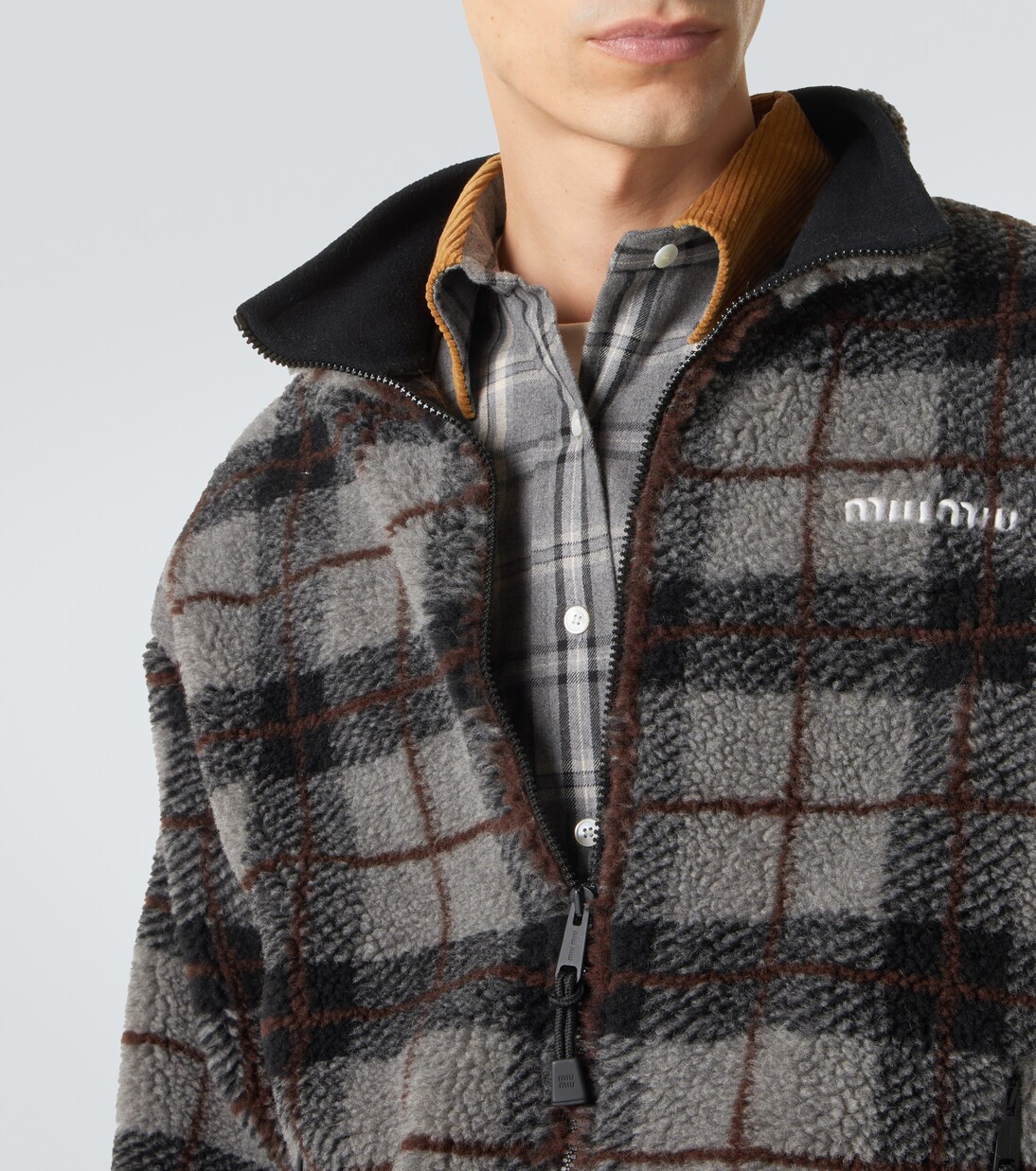 Checked teddy jacket | Miu Miu