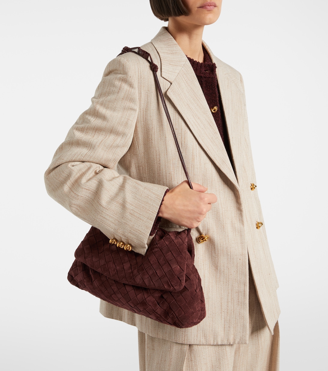 Borsa a spalla Giorno in suede Intrecciato | Bottega Veneta