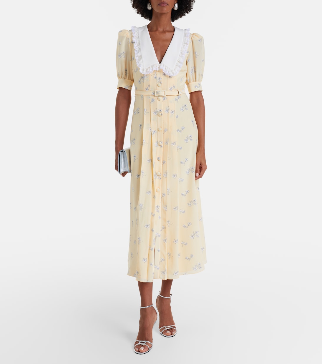 Lace-trimmed floral silk shirt dress | Alessandra Rich