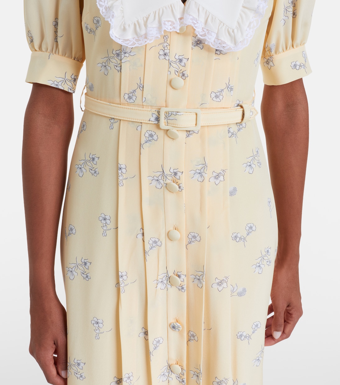 Lace-trimmed floral silk shirt dress | Alessandra Rich