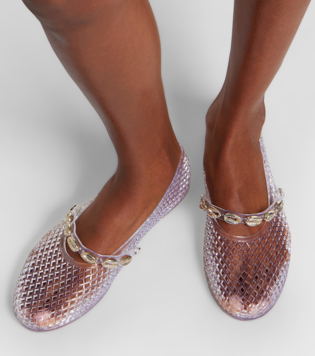 Iro embellished fishnet ballet flats | Ancient Greek Sandals