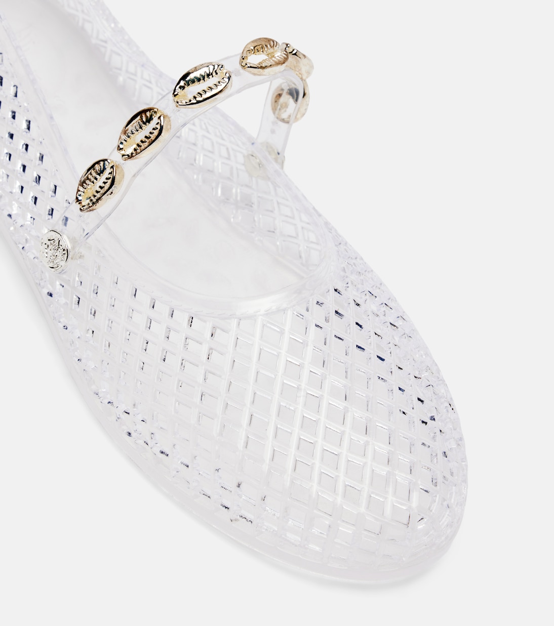 Iro embellished fishnet ballet flats | Ancient Greek Sandals