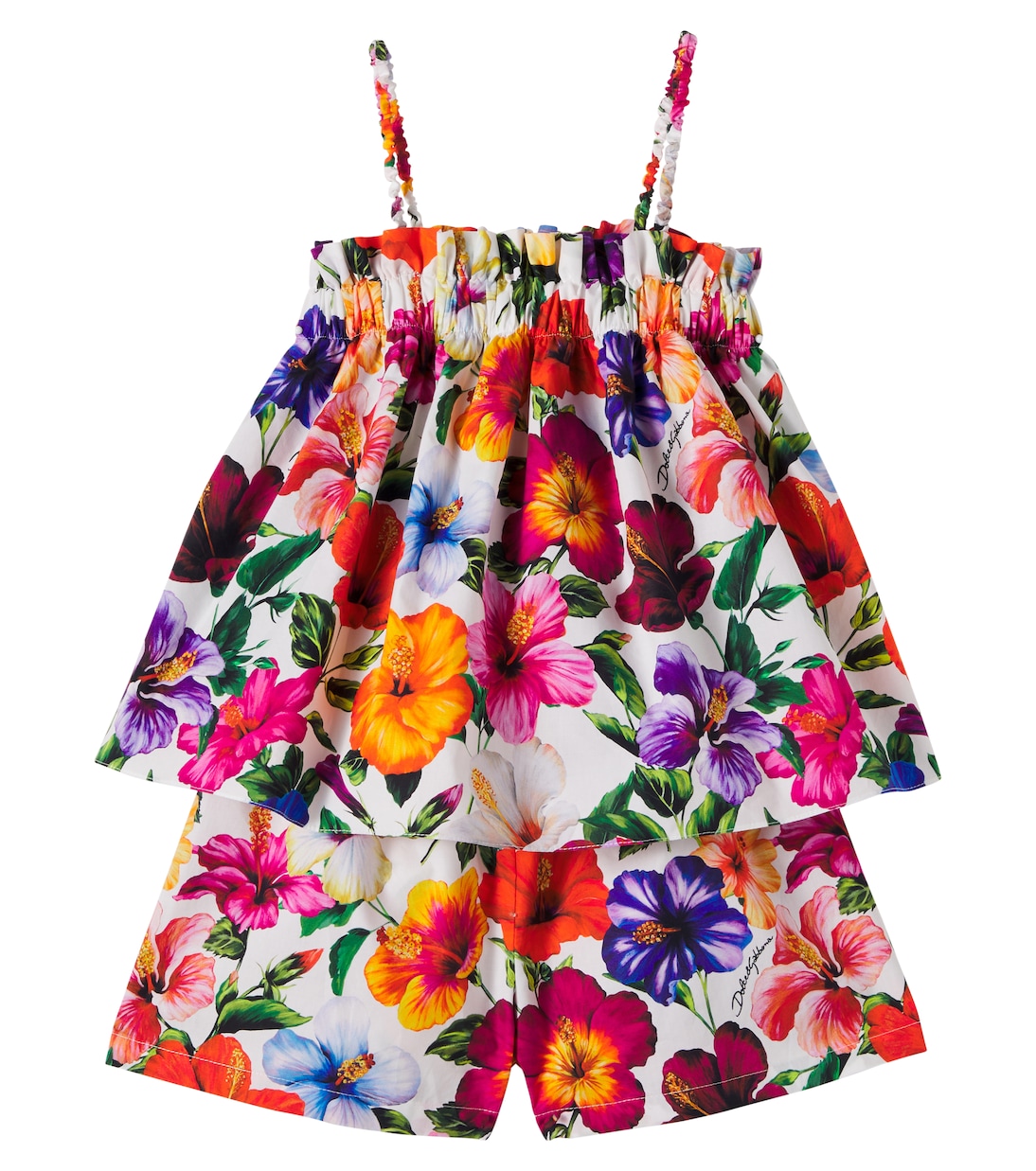 Floral cotton top and shorts set | Dolce&Gabbana Kids