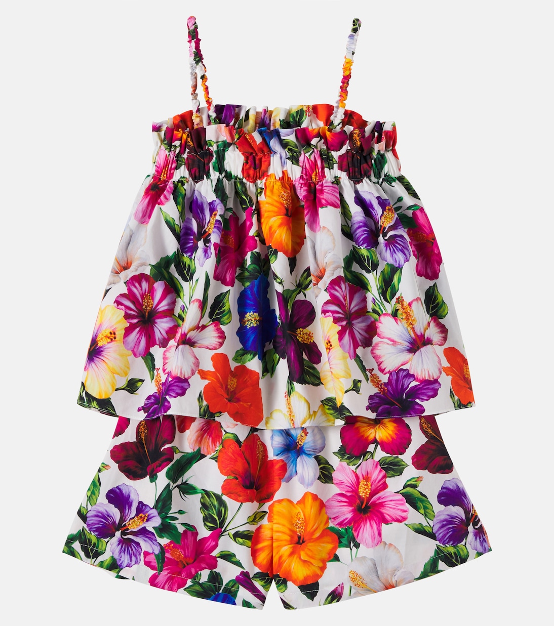 Floral cotton top and shorts set | Dolce&Gabbana Kids