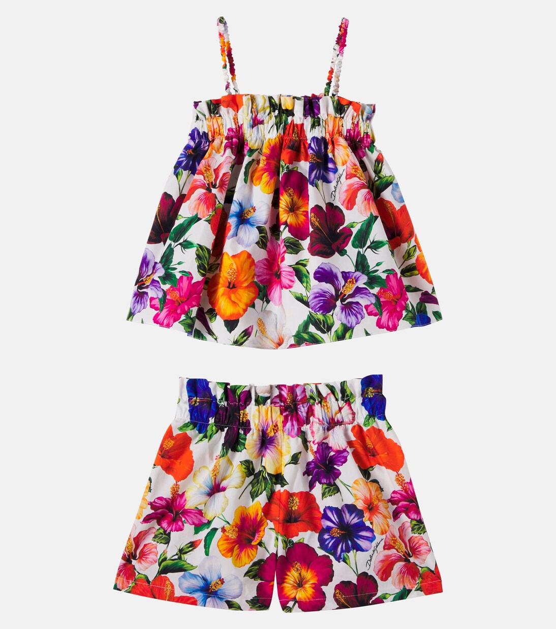 Floral cotton top and shorts set | Dolce&Gabbana Kids