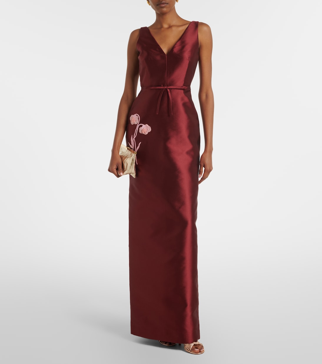 Robe en satin à appliqués floraux | Erdem