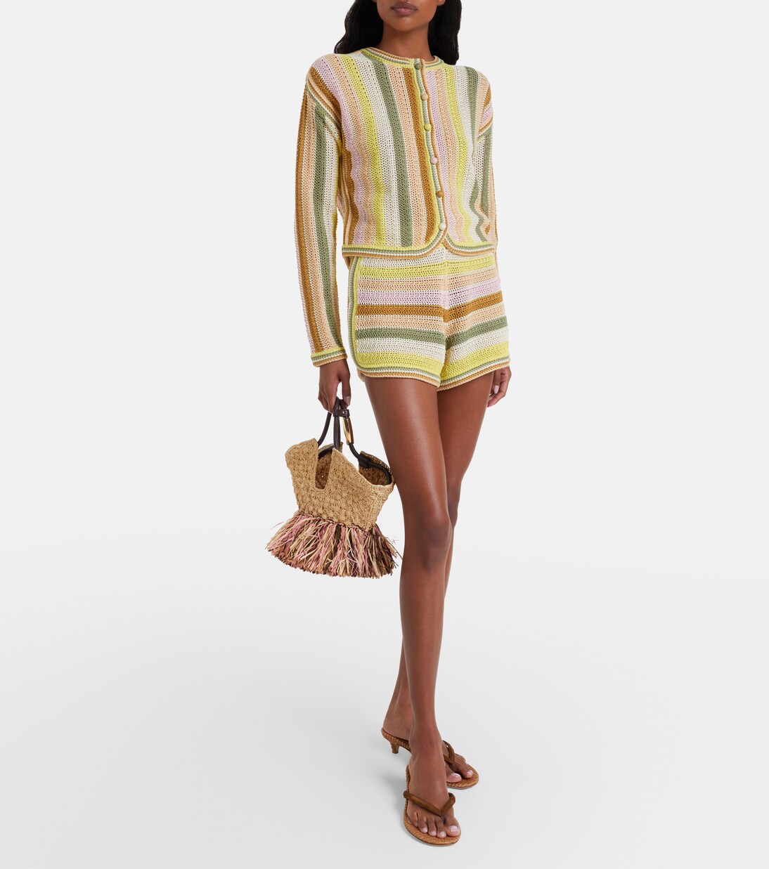 Indra crochet striped cotton shorts | Zimmermann