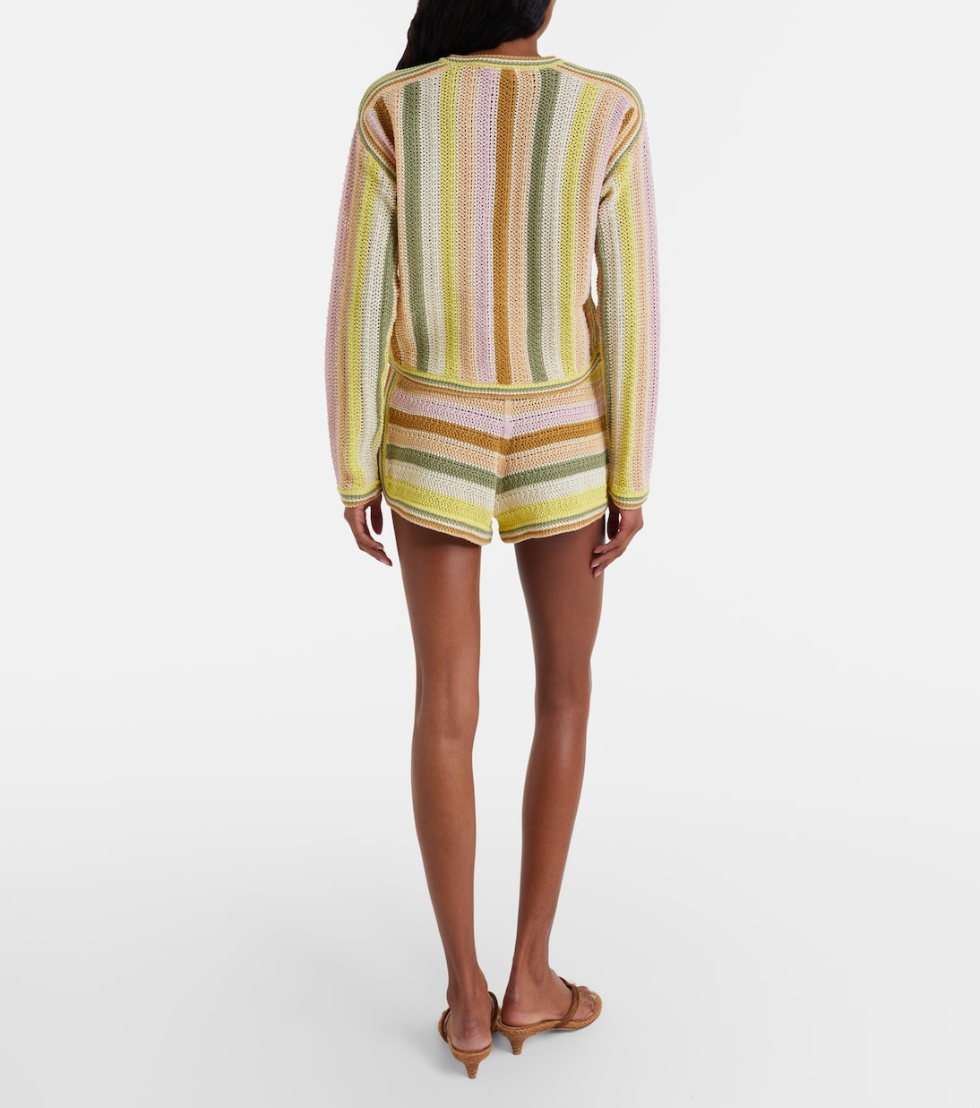 Indra crochet striped cotton shorts | Zimmermann