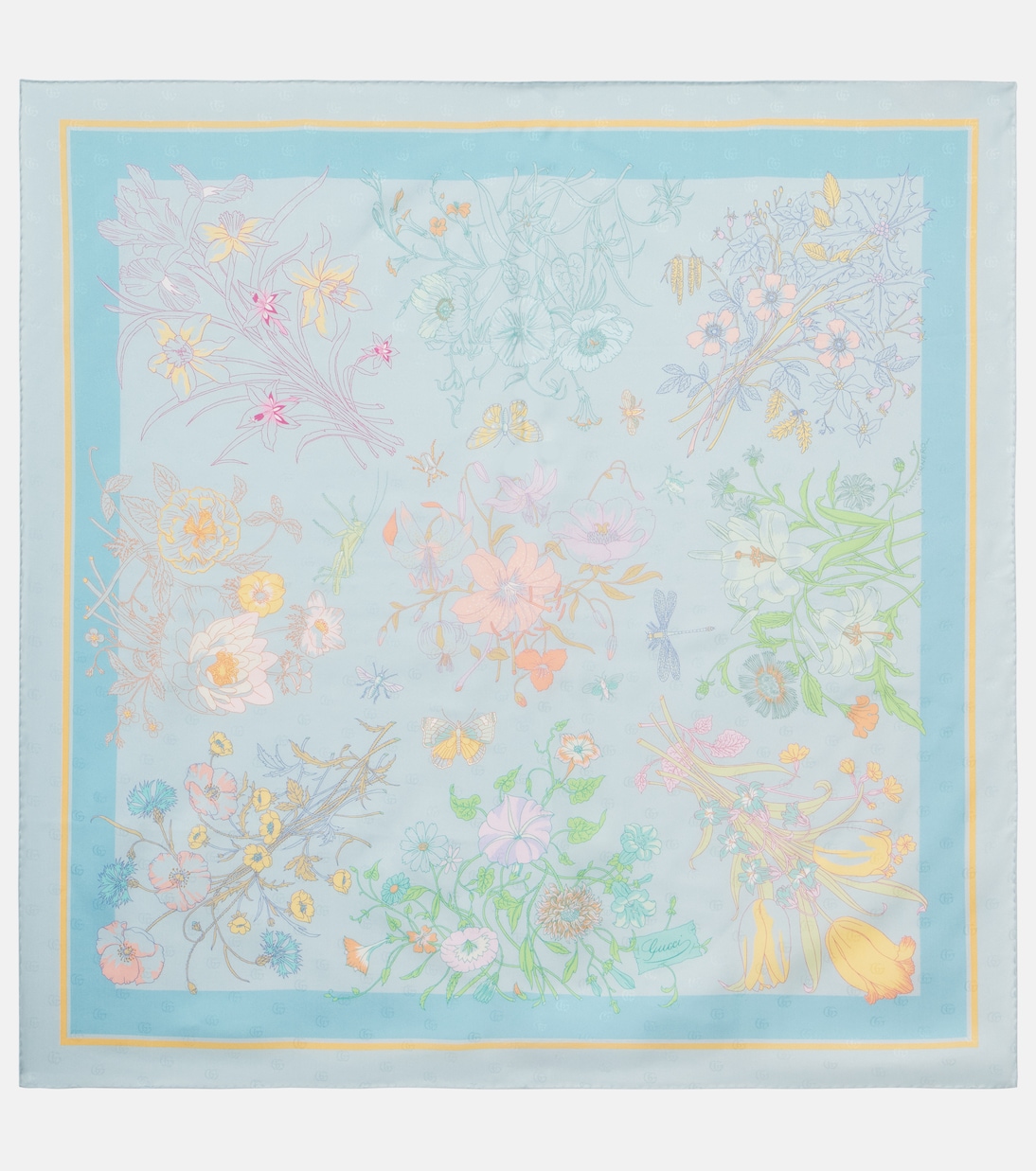 Sciarpa in twill di seta con stampa floreale | Gucci