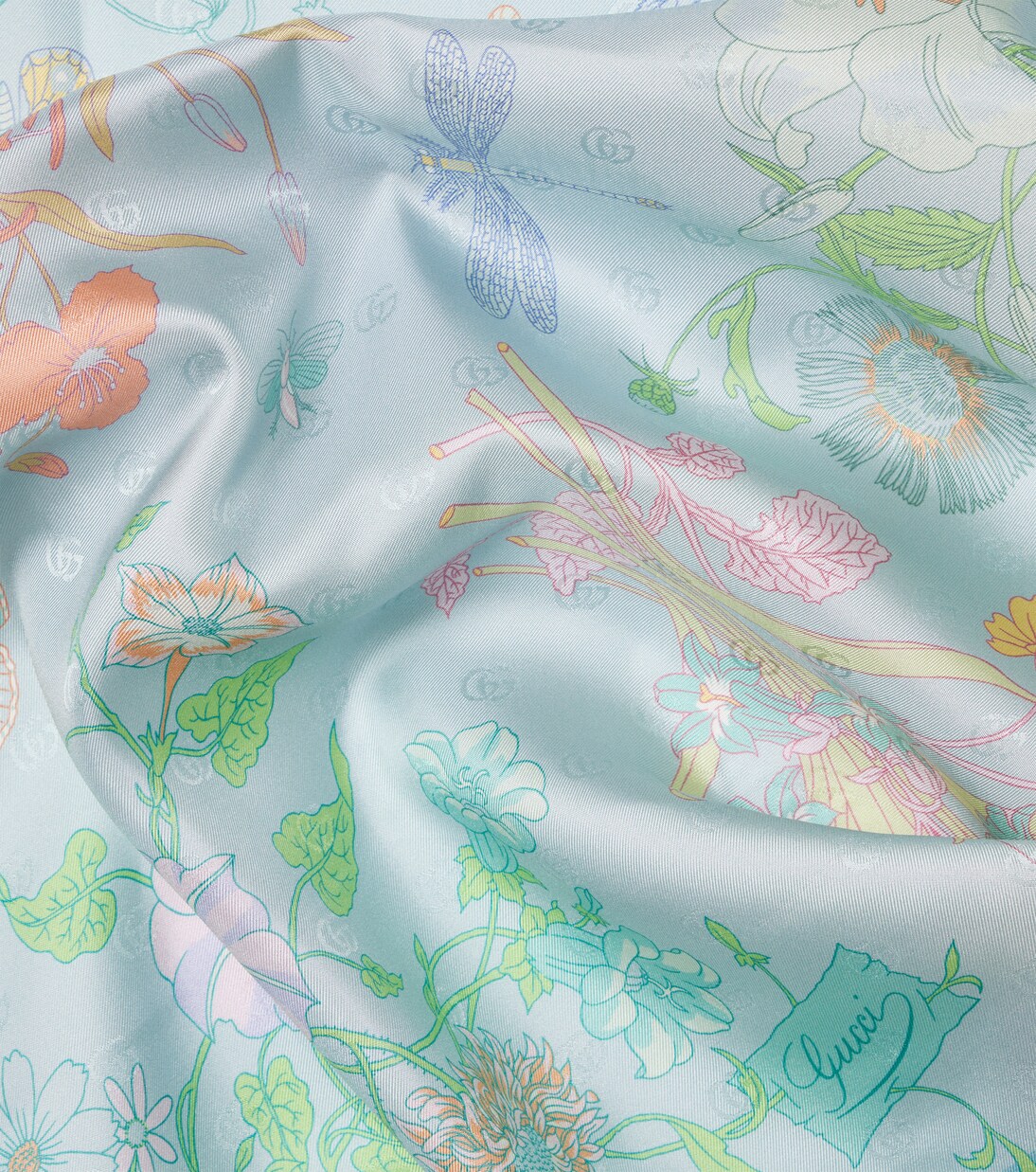 Sciarpa in twill di seta con stampa floreale | Gucci