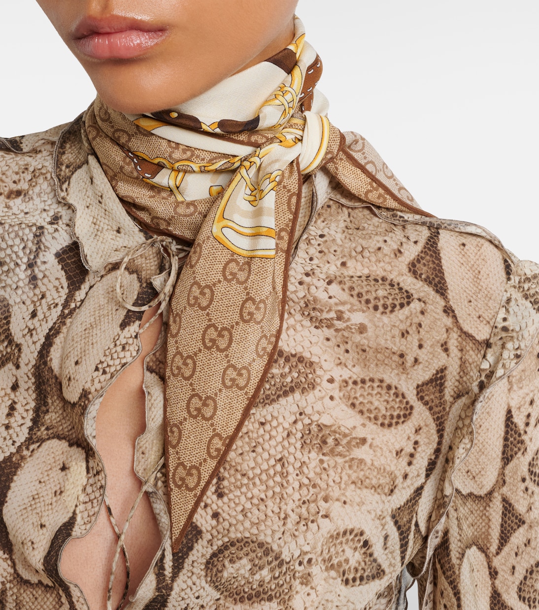GG printed reversible silk twill scarf | Gucci