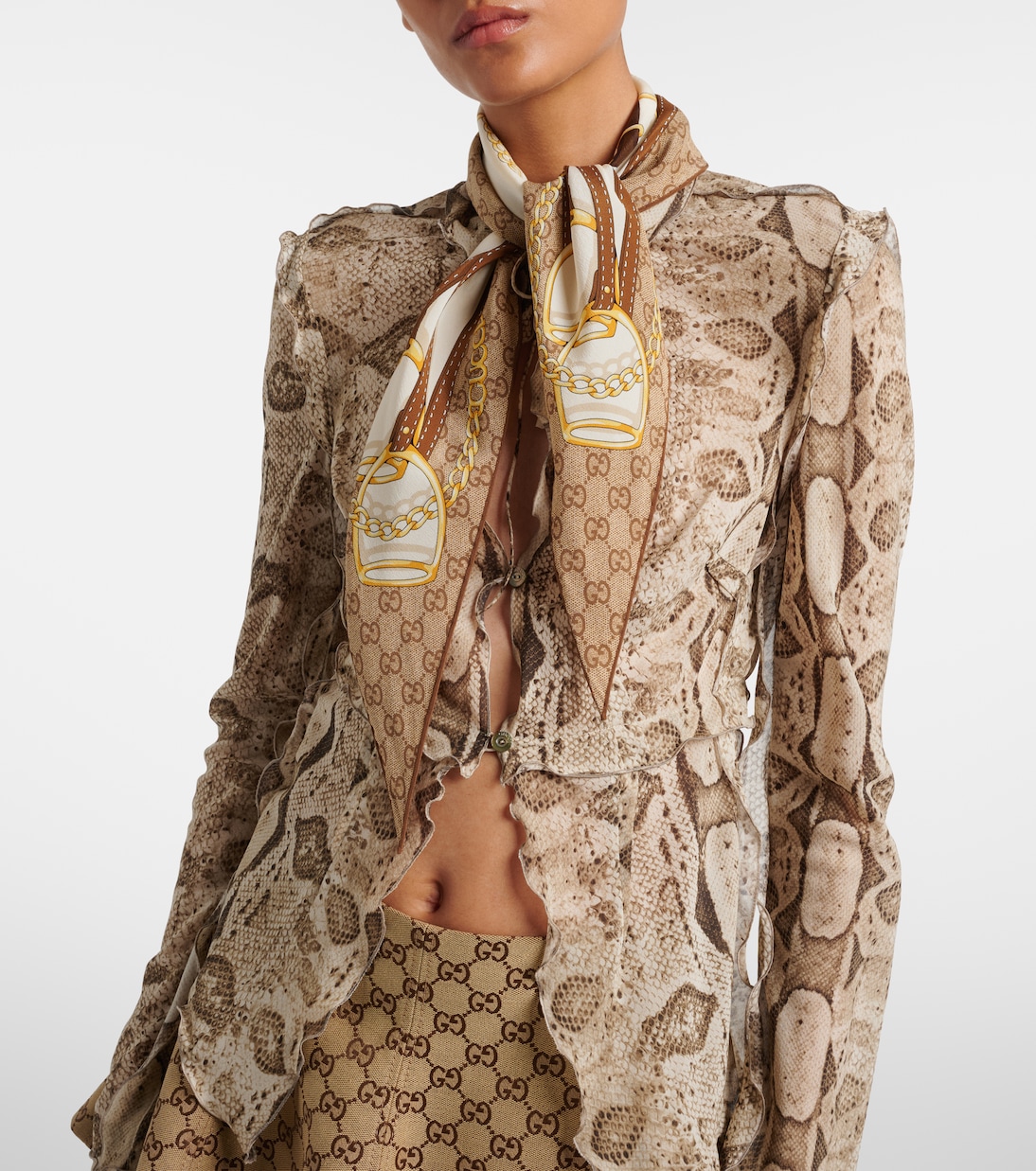 GG printed reversible silk twill scarf | Gucci