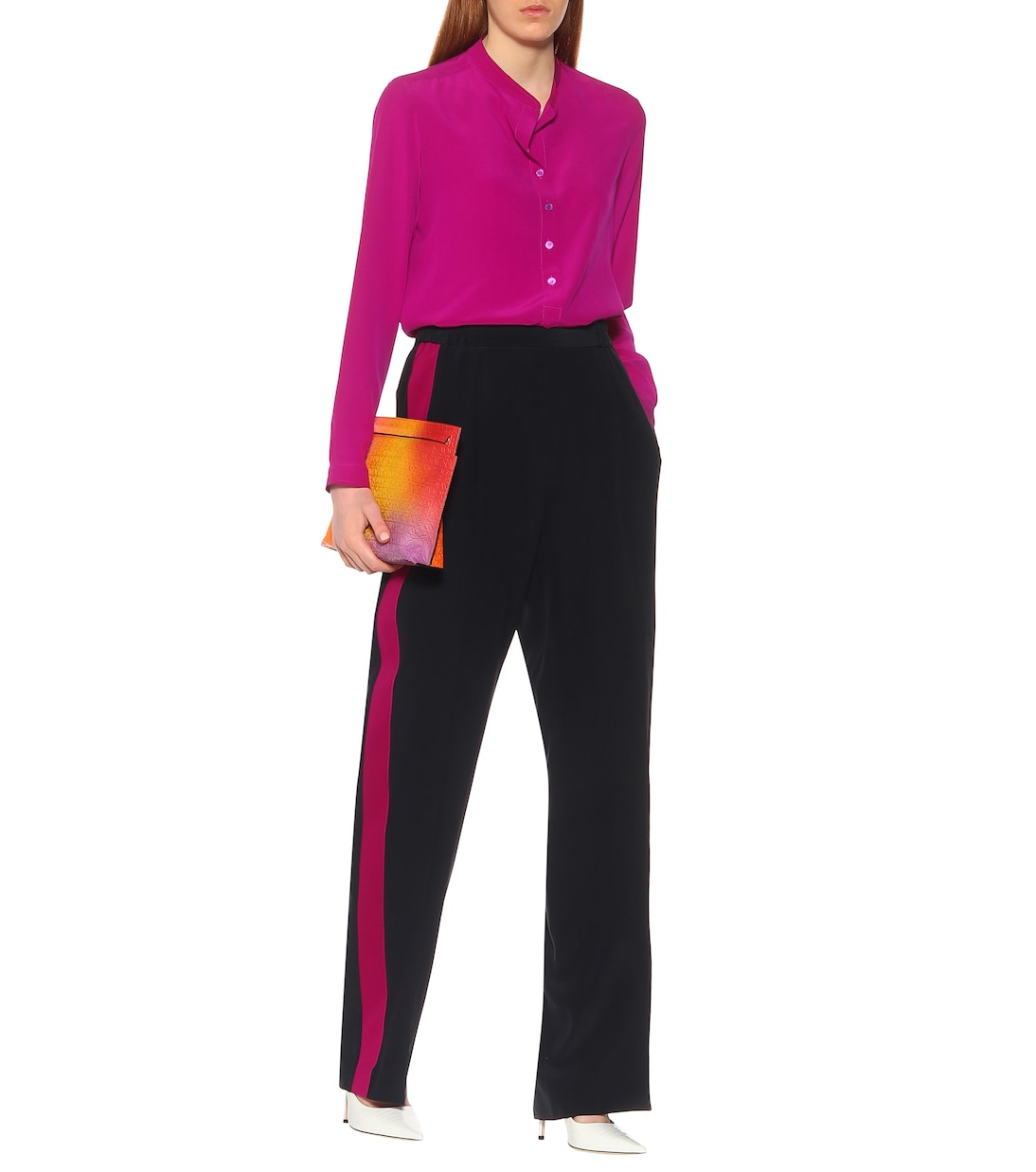 Pantalon ample à taille haute en crêpe de soie | Stella McCartney