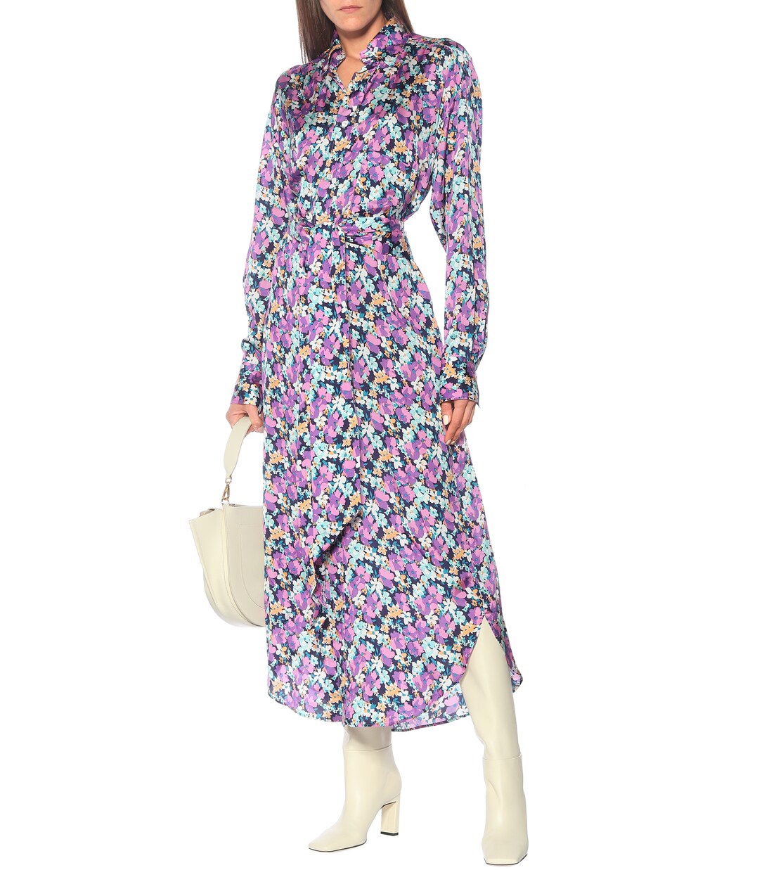 Vestido camisero de crepé floral | Plan C