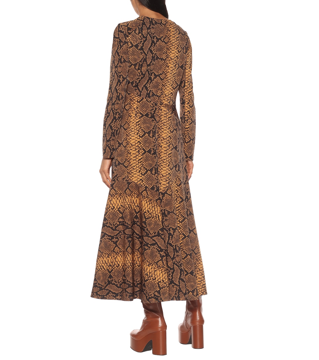 Robe midi en laine à motif serpent | Dries Van Noten