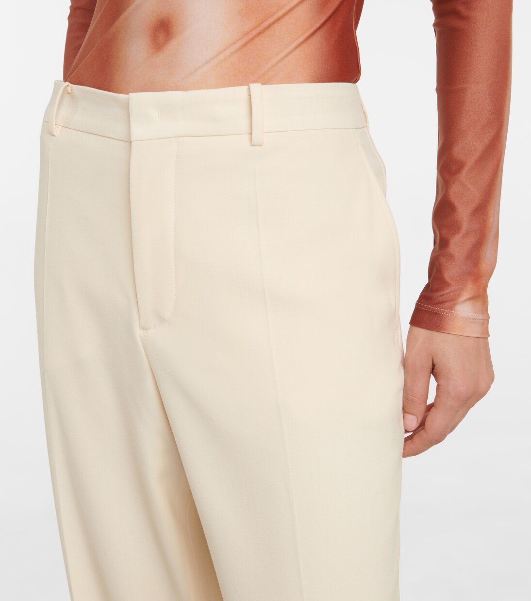 x Lotta Volkova Low-rise wool straight pants | Jean Paul Gaultier