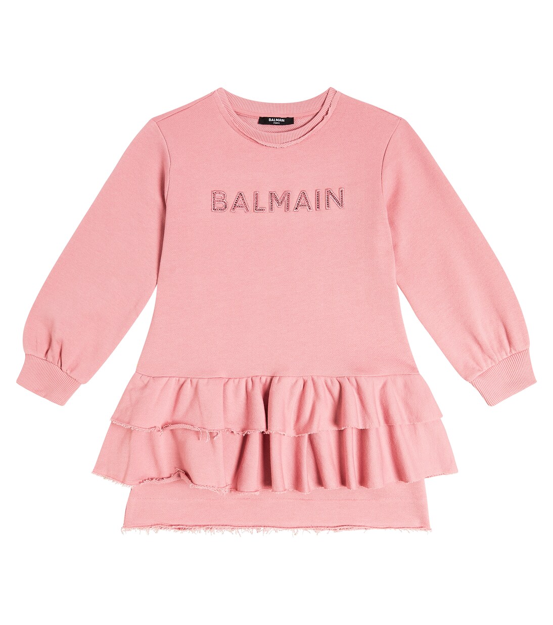 Logo cotton sweatshirt dress | Balmain Kids