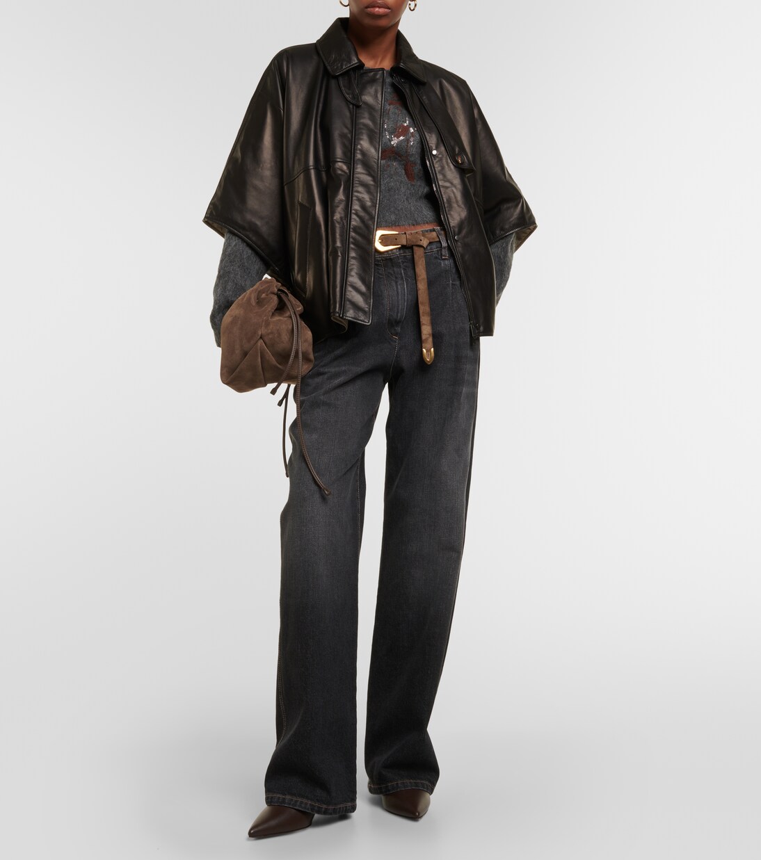 Hemdjacke aus Leder | Brunello Cucinelli