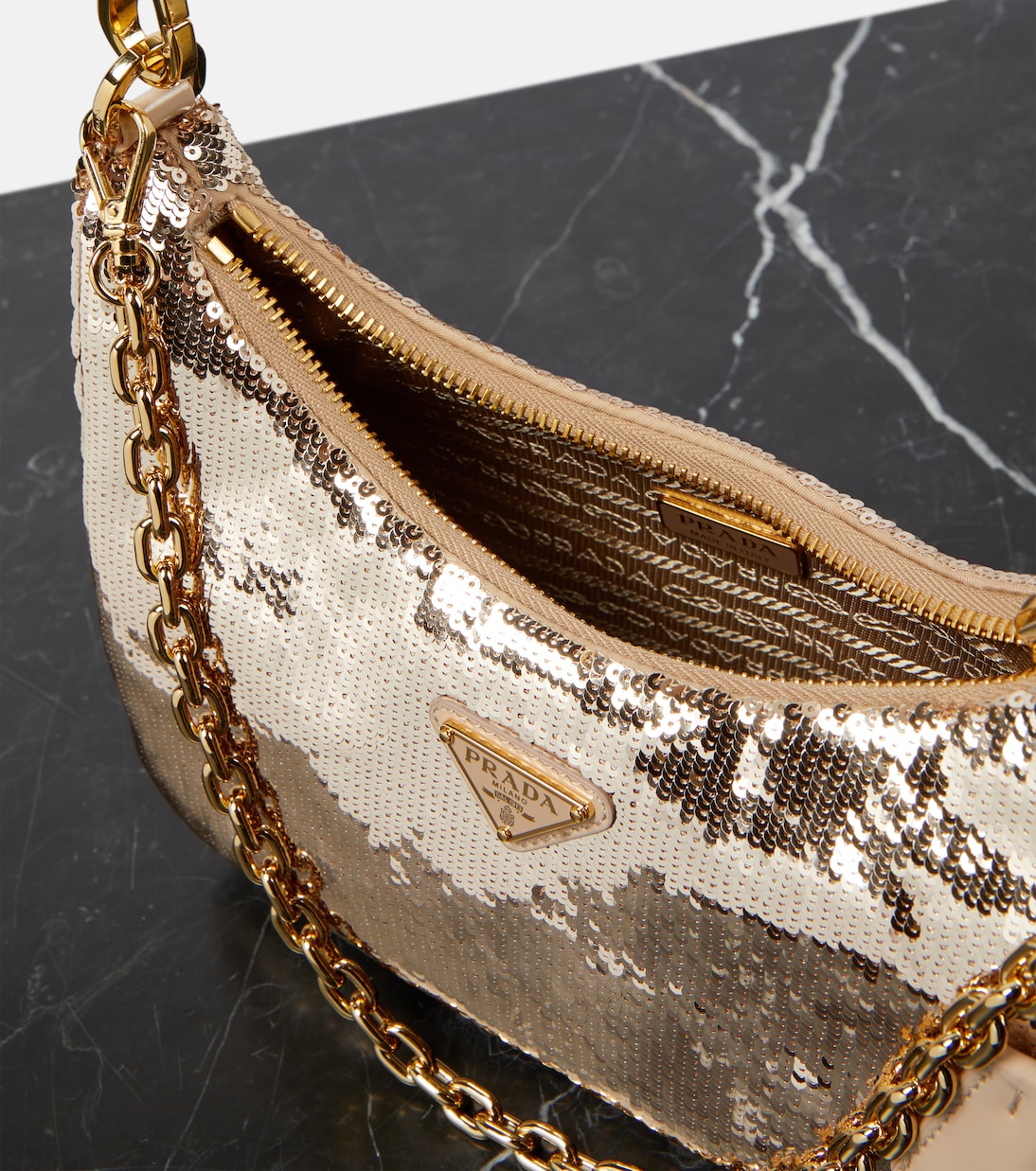 Sequined Re-Nylon shoulder bag | Prada