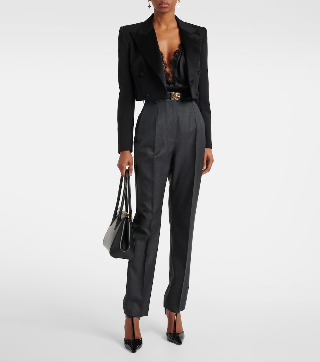 Lace-trimmed silk-blend satin bodysuit | Dolce&Gabbana