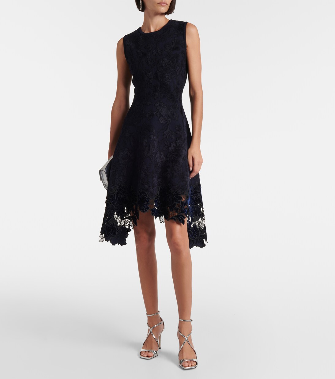 Robe longue en guipure et velours | Oscar de la Renta