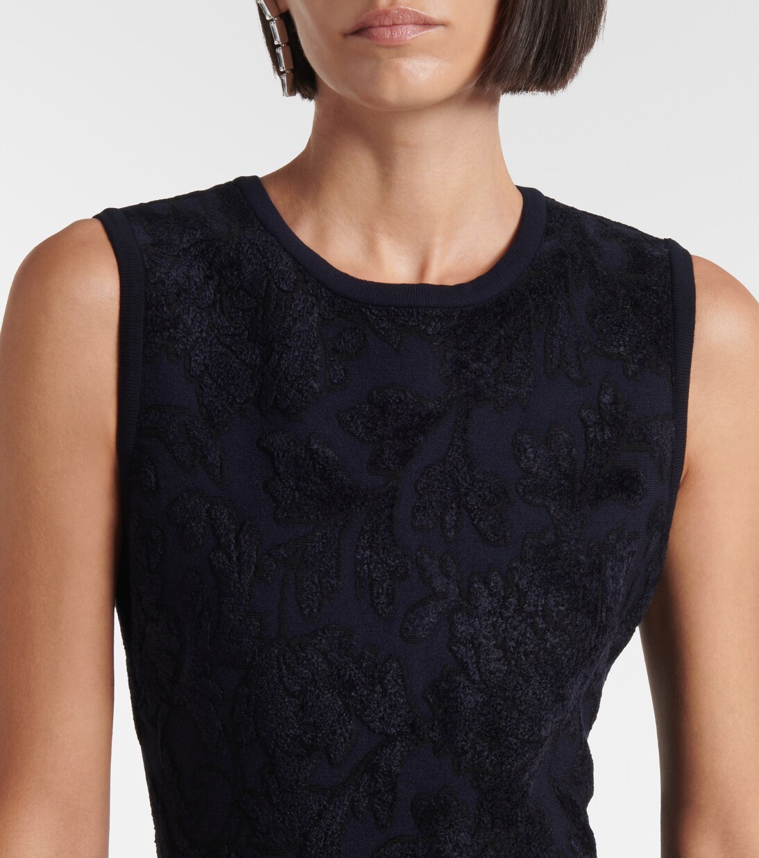 Robe longue en guipure et velours | Oscar de la Renta