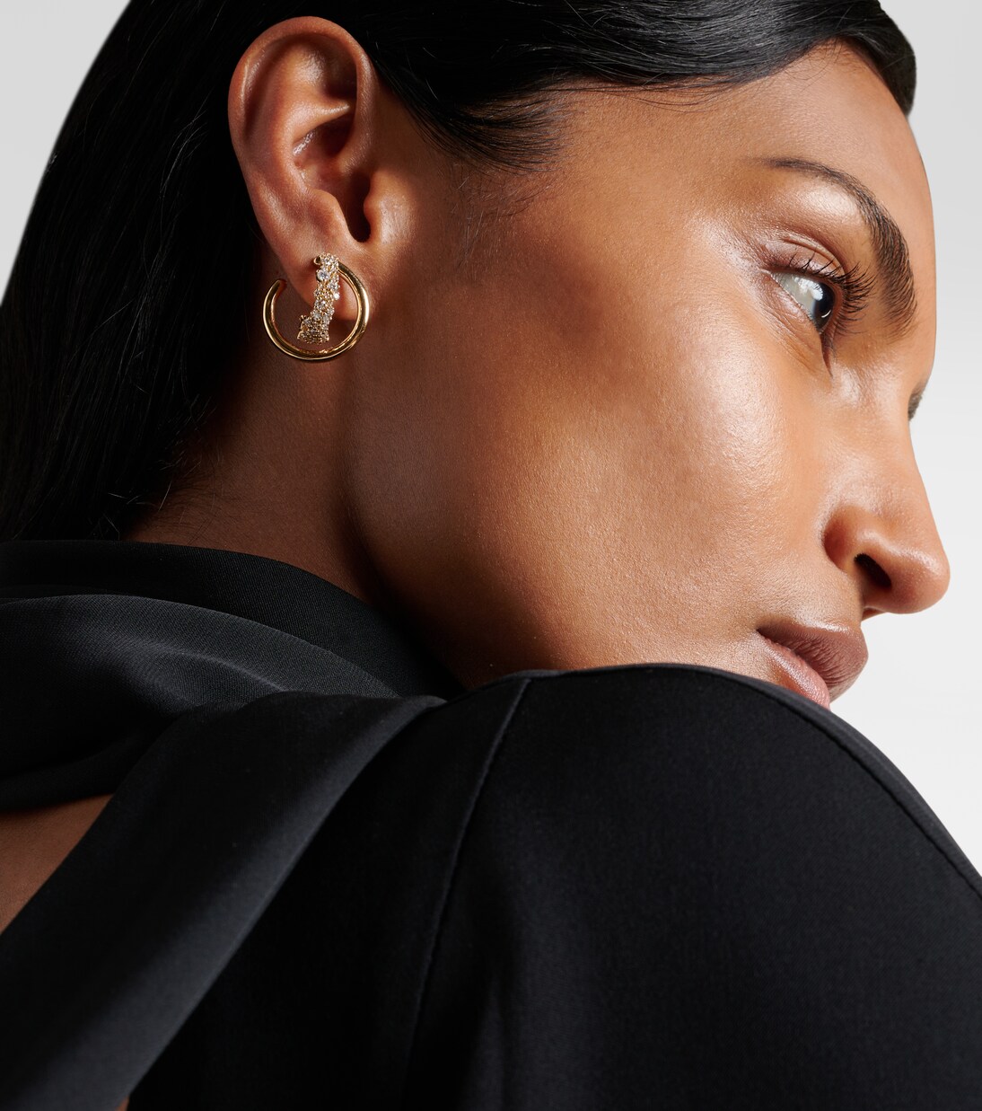 Scatter Double 18kt gold earrings with diamonds | Ananya