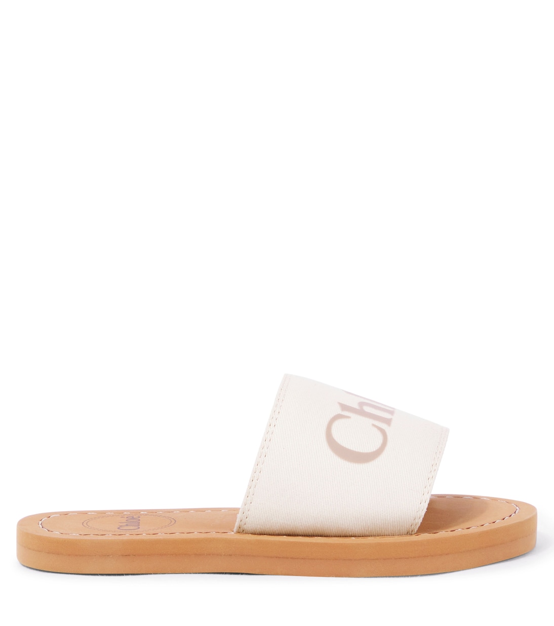 Logo embossed denim slides | Chloé Kids